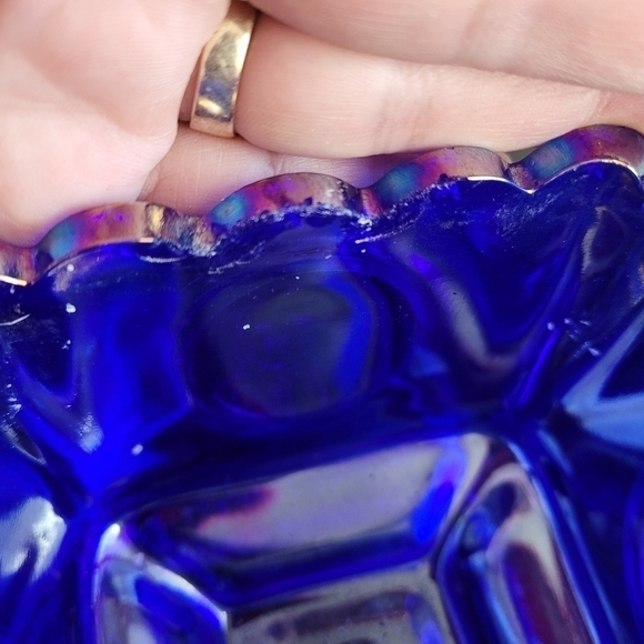 Fenton Cobalt Blue Carnival Glass Square Candy Dish Presidential Bicentennial - Picture 10 of 10